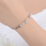 925 Silver Zirconia Plum Flower Bracelet for Women