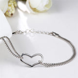 925 Silver Charm Bracelets Heart Shape Box Chain Jewelry