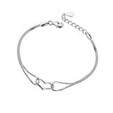 925 Silver Charm Bracelets Heart Shape Box Chain Jewelry