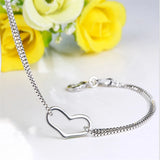 925 Silver Charm Bracelets Heart Shape Box Chain Jewelry