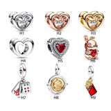 925 Silver Heart Shaped Charm Beads for Bracelet