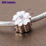 925 Silver Enamel Flower Charm Clip Bead for Bracelet