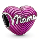 925 Silver Radiating Love Mama Heart Mother Bead