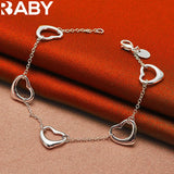 925 Sterling Silver Five Heart Jewelry Set for Women