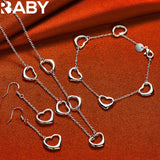 925 Sterling Silver Five Heart Jewelry Set for Women