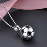 925 Silver Football Necklace Sporty Style