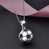 925 Silver Football Necklace Sporty Style