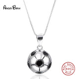 925 Silver Football Necklace Sporty Style