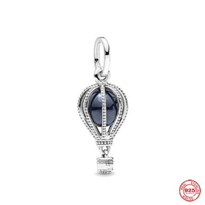 925 Silver Charm Birthday Hot Air Balloon Pendant Bead for Bracelet