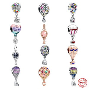 925 Silver Charm Birthday Hot Air Balloon Pendant Bead for Bracelet