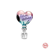 925 Silver Charm Birthday Hot Air Balloon Pendant Bead for Bracelet