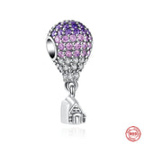 925 Silver Charm Birthday Hot Air Balloon Pendant Bead for Bracelet