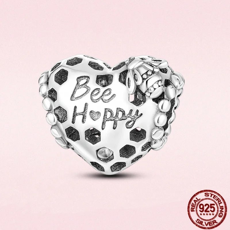 925 Silver Heart Charm Pendant for DIY Bracelet Love Gift Women Jewelry