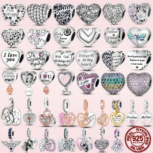 925 Silver Heart Charm Pendant for DIY Bracelet Love Gift Women Jewelry