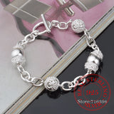 925 Silver Hollow Ball Bracelet Woman Wedding Party Jewelry