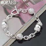 925 Sterling Silver Hollow Ball Bracelet Wedding Engagement Jewelry