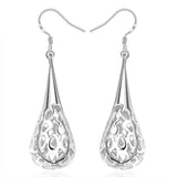 925 Sterling Silver Hollow Pattern Pendant Earrings for Women