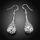 925 Sterling Silver Hollow Pattern Pendant Earrings for Women