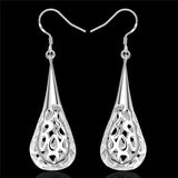 925 Sterling Silver Hollow Pattern Pendant Earrings for Women