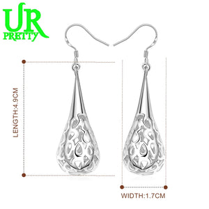 925 Sterling Silver Hollow Pattern Pendant Earrings for Women