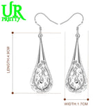925 Sterling Silver Hollow Pattern Pendant Earrings for Women
