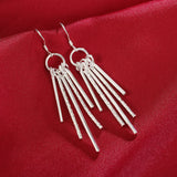 925 Silver Long Strip Pendant Earrings for Women