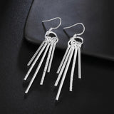 925 Silver Long Strip Pendant Earrings for Women