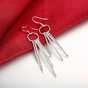 925 Silver Long Strip Pendant Earrings for Women