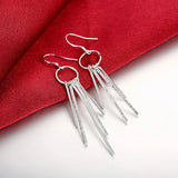 925 Silver Long Strip Pendant Earrings for Women