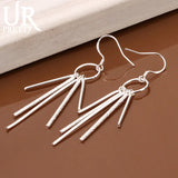 925 Silver Long Strip Pendant Earrings for Women