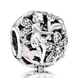 925 Silver Daisy Fairy Crystal Bead Charm for Women Bracelet & Necklace