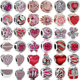925 Sterling Silver Charm Red Watermelon Strawberry Daisy Orchid Flower Beads