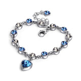 925 Silver Charm Sapphire Heart Bracelet Chain Women Engagement Jewelry
