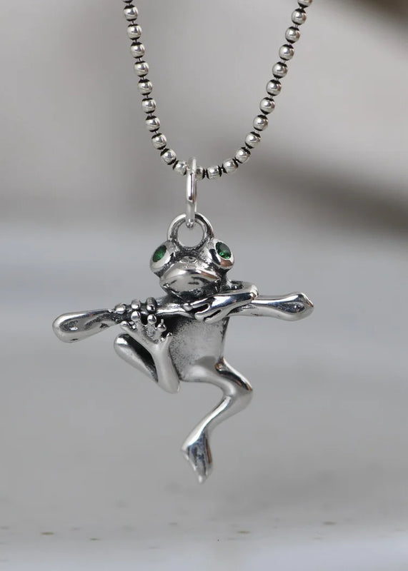 925 Sterling Silver Charm Frog Pendant Necklace Jewelry