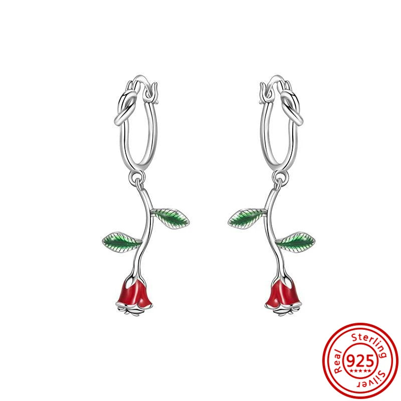 925 Silver Loved Heart Hoops Earrings Zircon Butterfly Heart