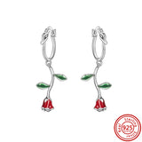 925 Silver Loved Heart Hoops Earrings Zircon Butterfly Heart