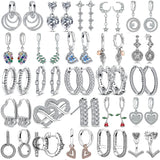925 Silver Loved Heart Hoops Earrings Zircon Butterfly Heart