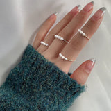925 Silver Round Pearl Open Finger Rings for Women Girls Party Fine Jewelry