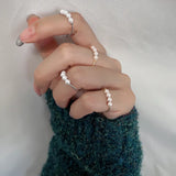 925 Silver Round Pearl Open Finger Rings for Women Girls Party Fine Jewelry