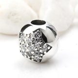 925 Silver Charm Bead w/ CZ Star for Pandora Bracelets