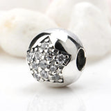 925 Silver Charm Bead w/ CZ Star for Pandora Bracelets