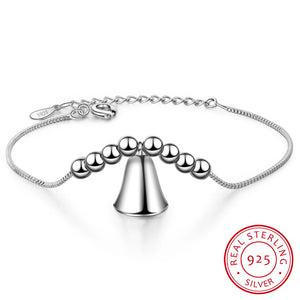 925 Silver Charm Bell Bracelet Women's Gift S-b220