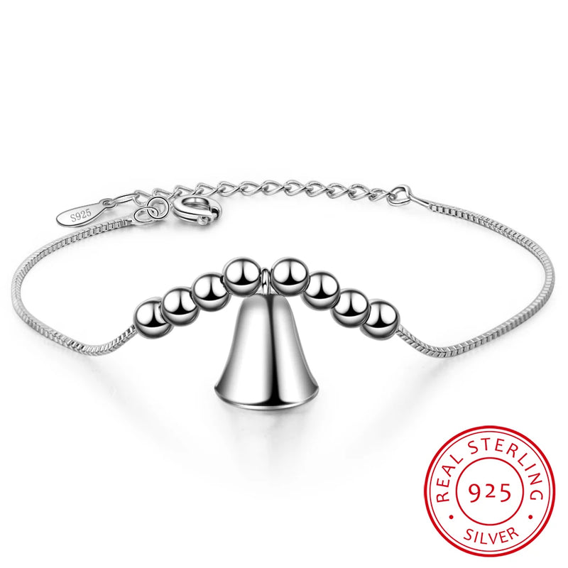 925 Silver Charm Bell Bracelet Women's Gift S-b220
