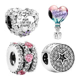 925 Sterling Silver Family Circle Daisy Bracelet Charms Bead