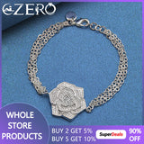 925 Silver Charm Big Rose Flower Chain Bracelet Women Party Wedding Gift
