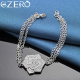 925 Silver Charm Big Rose Flower Chain Bracelet Women Party Wedding Gift