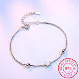 925 Silver Star Ball Box Chain Link Bracelet for Women