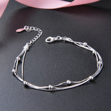 925 Silver Charms Chain Bracelet Silver Beads Bracelet For Women Girl