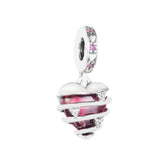 925 Silver Love Heart Spiral Dangle Beads for Bracelet
