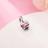 925 Silver Love Heart Spiral Dangle Beads for Bracelet